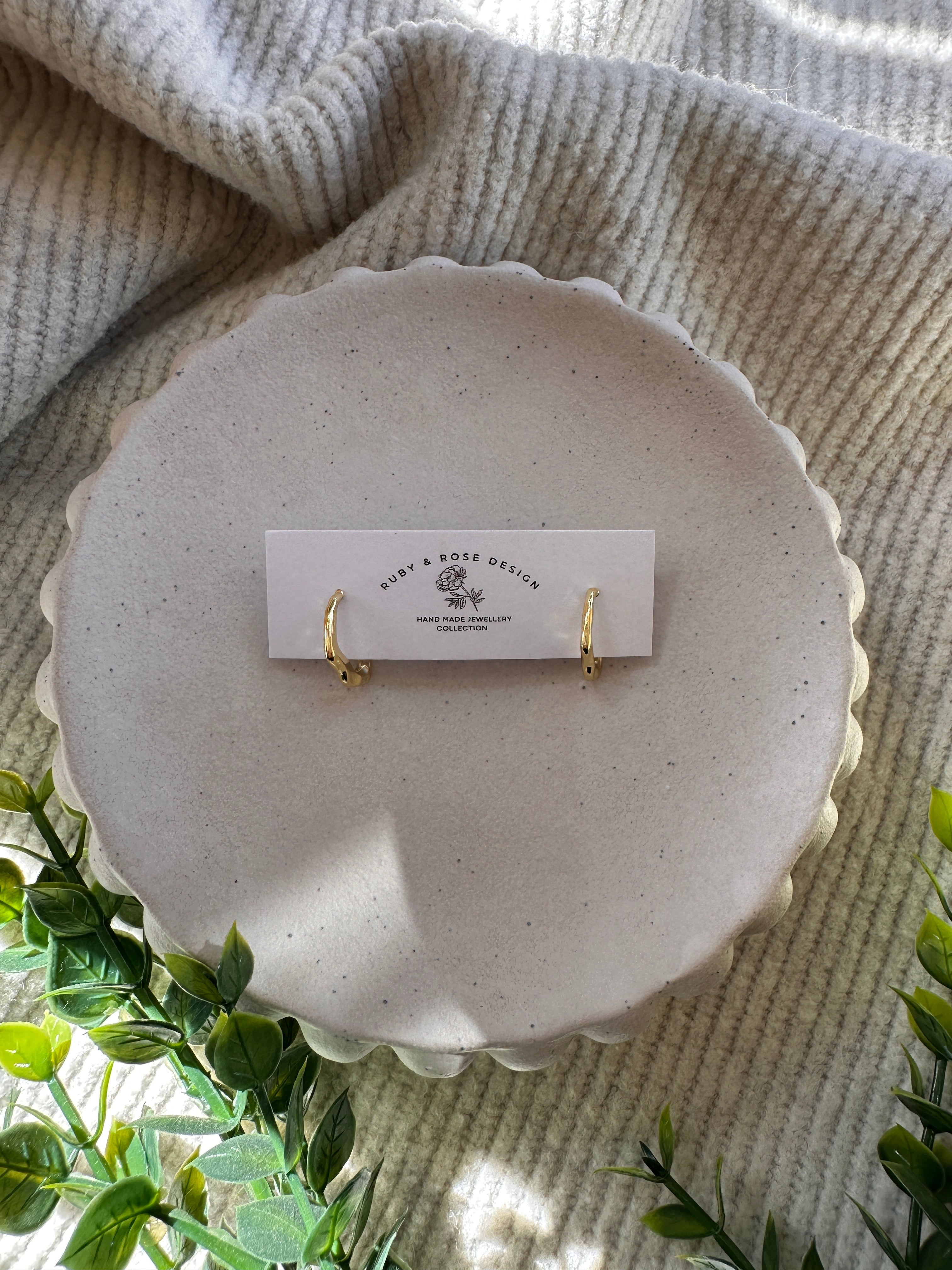 Textured Gold Half Hoops