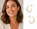 Textured Gold Half Hoops