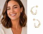 Textured Gold Half Hoops