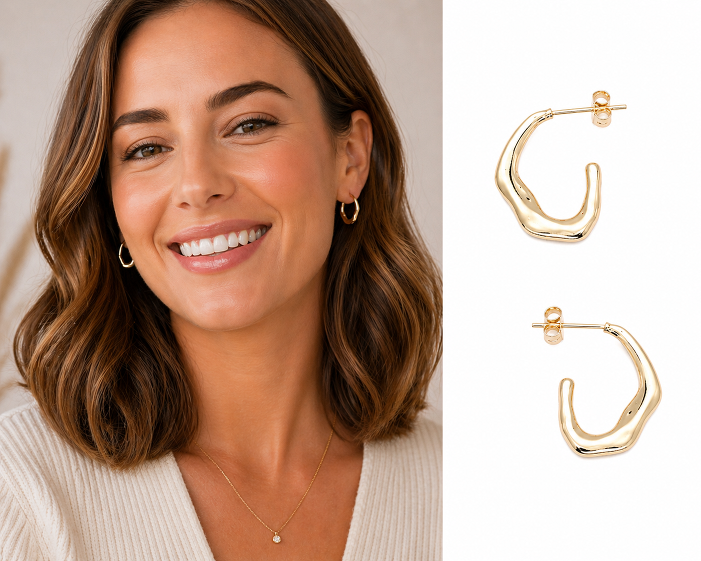 Textured Gold Half Hoops