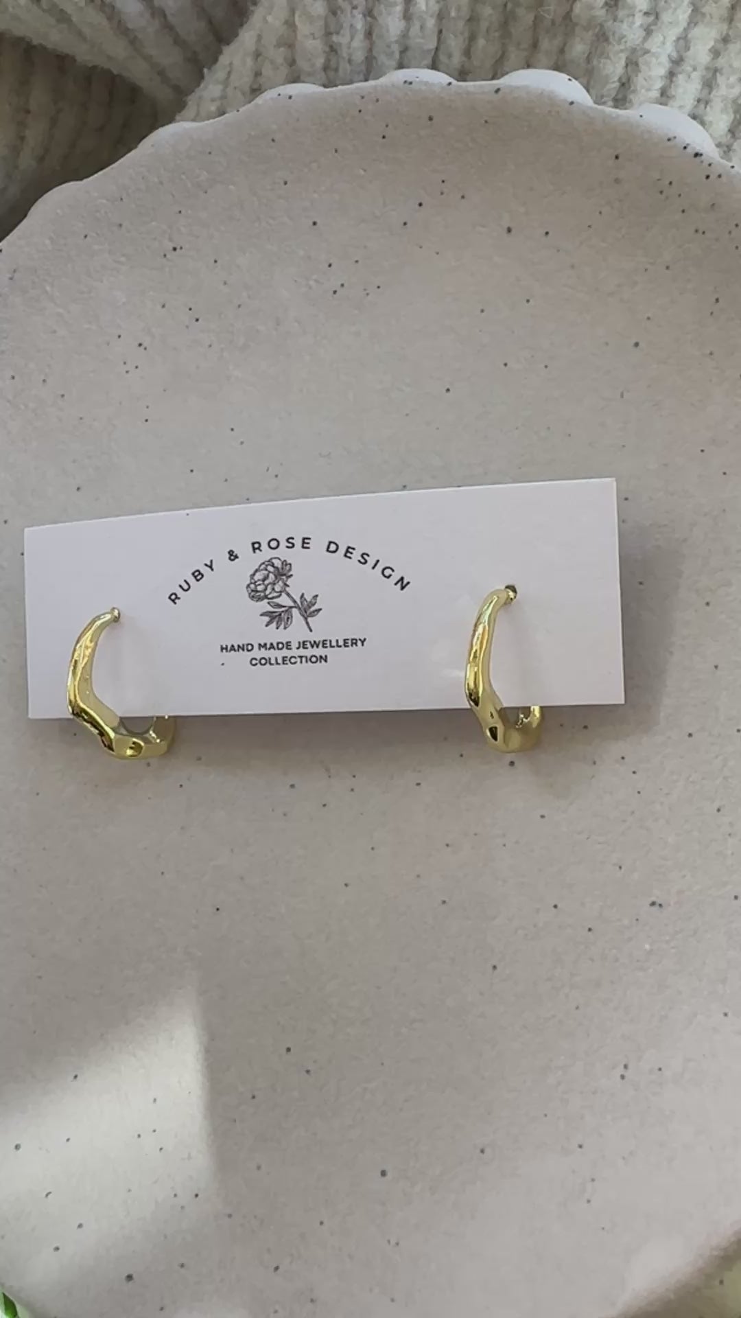 Textured Gold Half Hoops